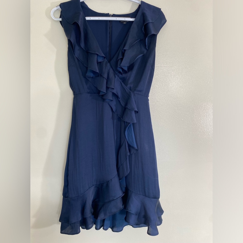 Bardot Navy Blue Ruffle Midi Dress Sz 4 - Read Description